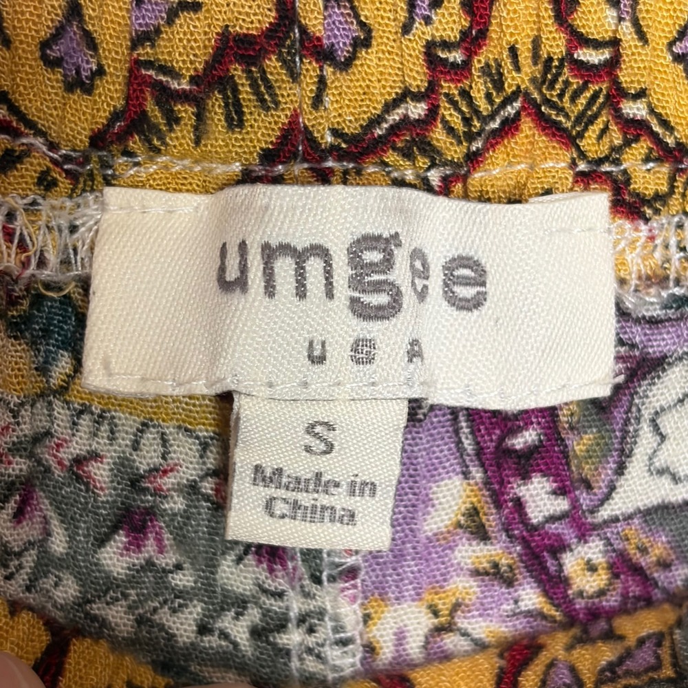 Umgee Boho Mixed Patchwork Crinkle Gauze Paisley Wide Leg Palazzo Pant Small - Picture 6 of 11